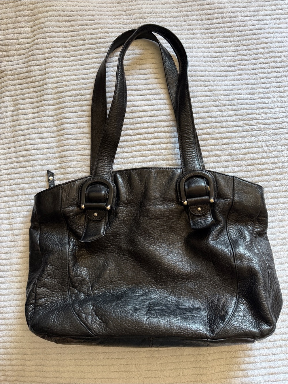 Etienne Aigner Black Leather Shoulder Tote Bag